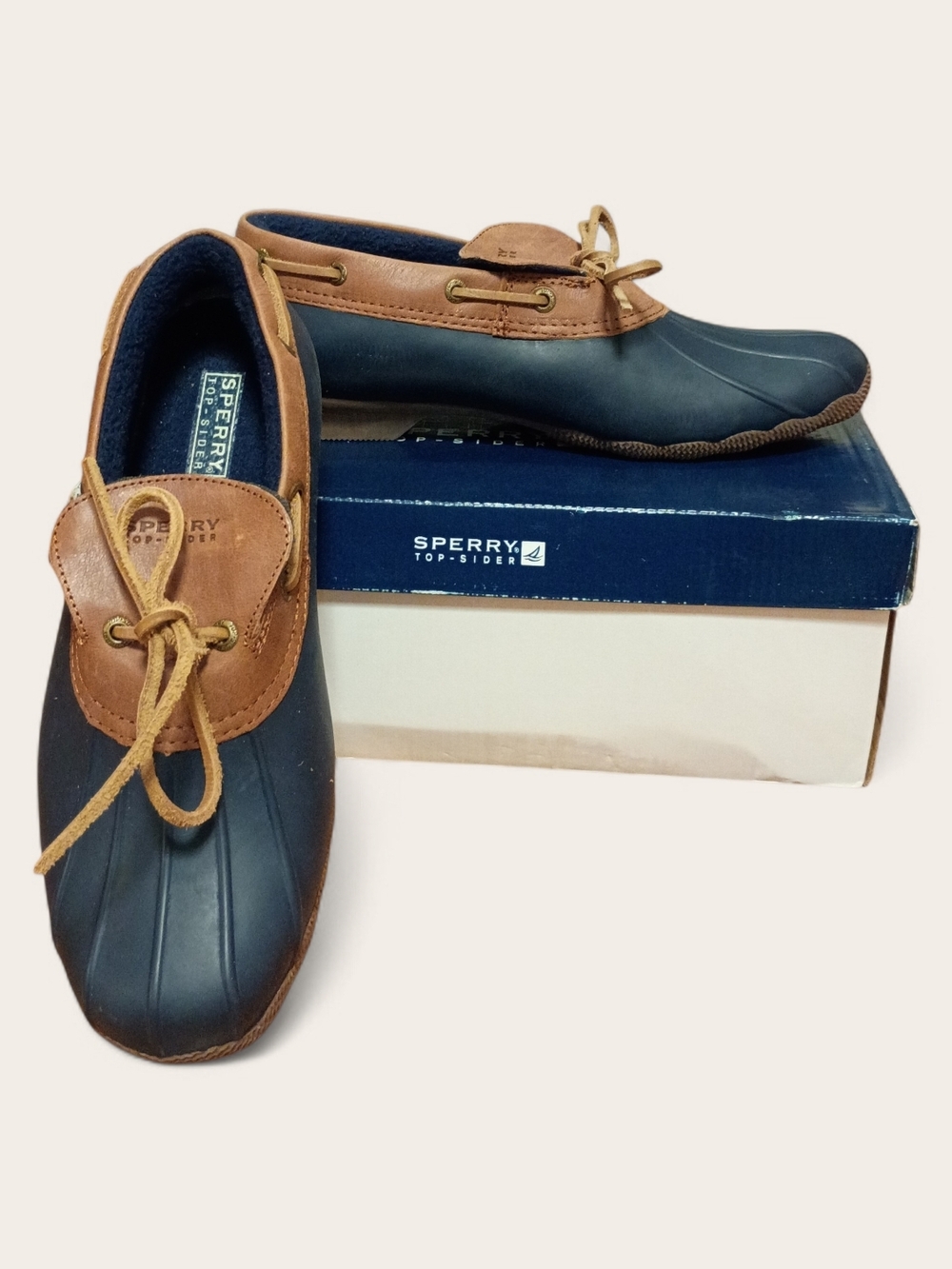 Sperry Top-Sider Women's Waterproof Rubber Boots - Cormorant Navy/Cognac